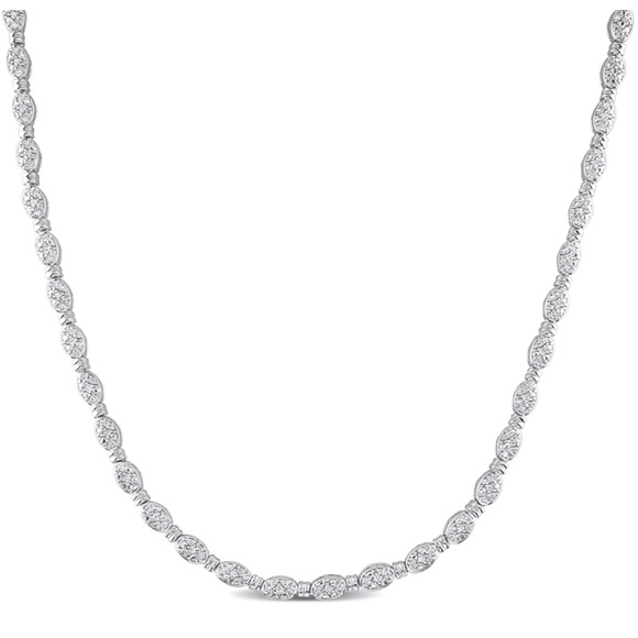 Sterling Silver 1/2ct TDW Diamond Tennis Necklace 17" - Picture 4 of 6